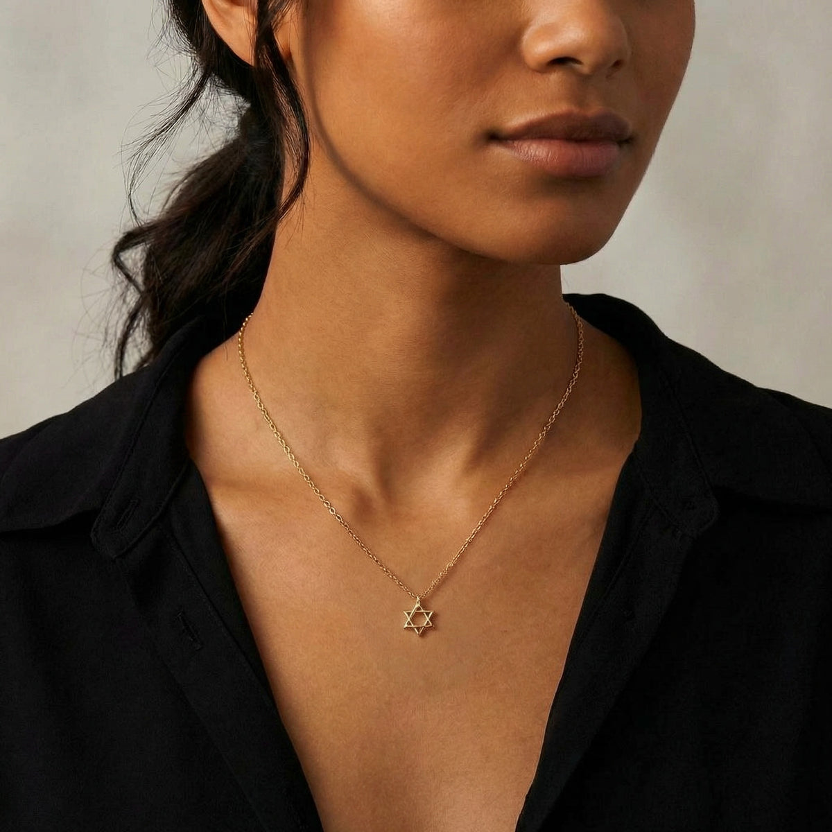 Curved Star of David Necklace