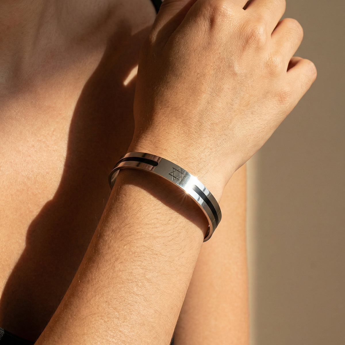 Star of David Steel Cuff Bracelet